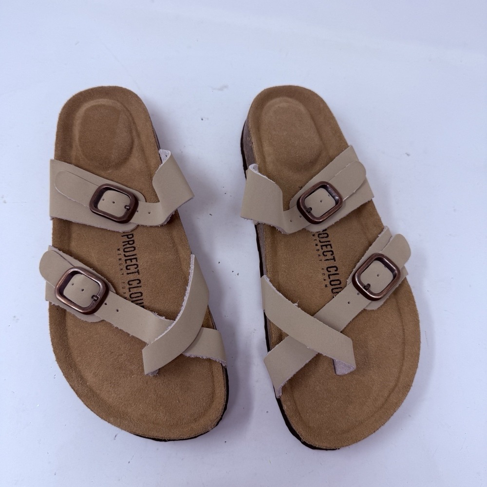 Project Cloud Genuine Leather Womens Sandals - Comfortable Cork Tan size 7